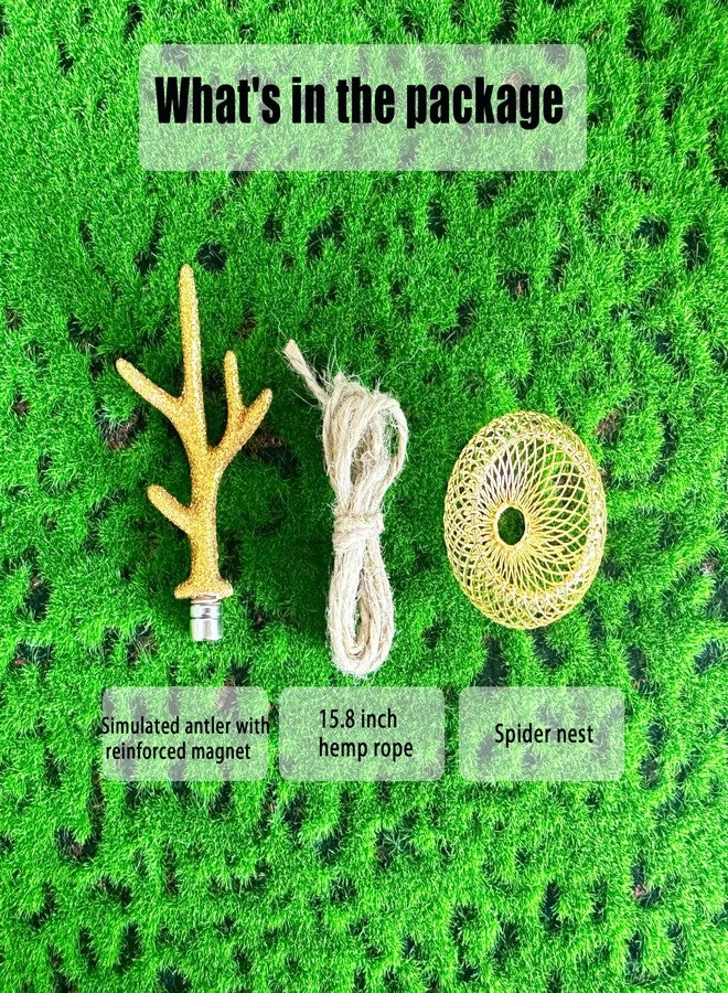 Okueejur Jumping Spider Hide Jumping Spider Enclosure Accessories with Decoration Anlter Pet Spider Hideout Enclosure Accessories (Not Included The Jumping Spider Terrarium) (Gold) - Image 5