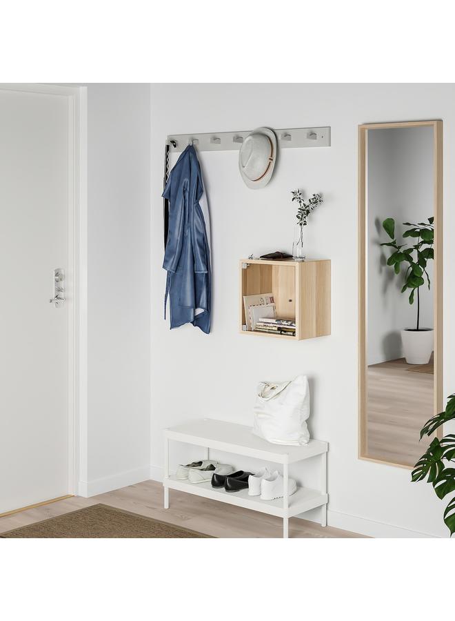 زبون خزانة حائط مع باب زجاجي، تأثير خشب البلوط المصبوغ باللون الأبيض، 35X25X35 سم - Image 3