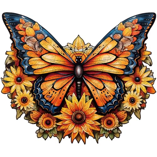 Offito Wooden Puzzles for Adults 300 Pieces Butterfly Unique Shaped Wooden Jigsaw Puzzles for Adults King Size 165 x 135 Adult Wood Puzzles for Family Friend Game - Image 1