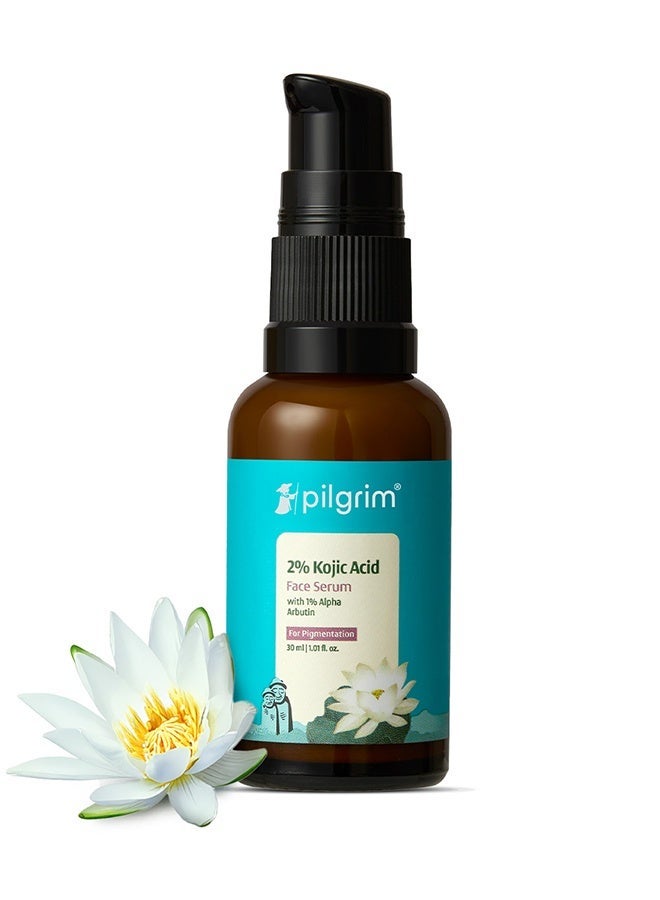 Pilgrim 2% Kojic Acid Serum for face (30 ml) with 1% Alpha Arbutin & Korean White Lotus For Acne & Darks spots| Anti-pigmentation Face Serum For Men & Women | For All Skin Types - Image 3