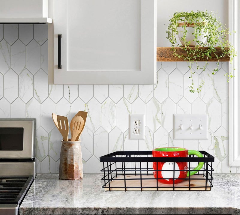 ShabbyDecor Metal Wire Basket Detachable Wood Base Storage Organizer Farmhouse Bin for Kitchen Cabinets  Bathroom  Pantry  Laundry Room  Closets 1 Pack in Black Color Size Small - Image 3