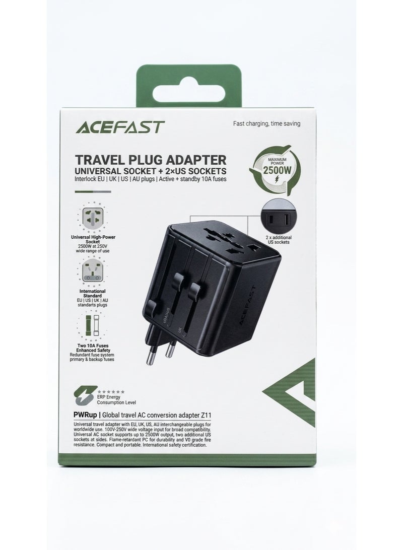 ACEFAST Z11 Smart Travel Plug 2500W - All-in-One Universal Adapter with Compact Design and High Safety - Image 1