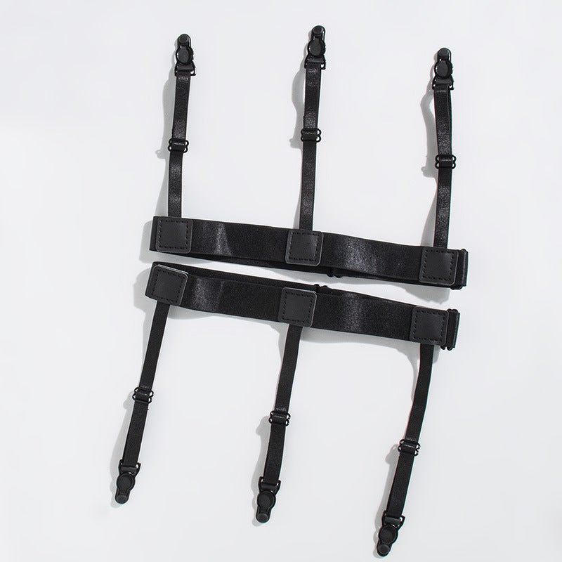 Unisex Adjustable Shirt Garters Sock Suspenders A pair of black divided gourd shirt clips