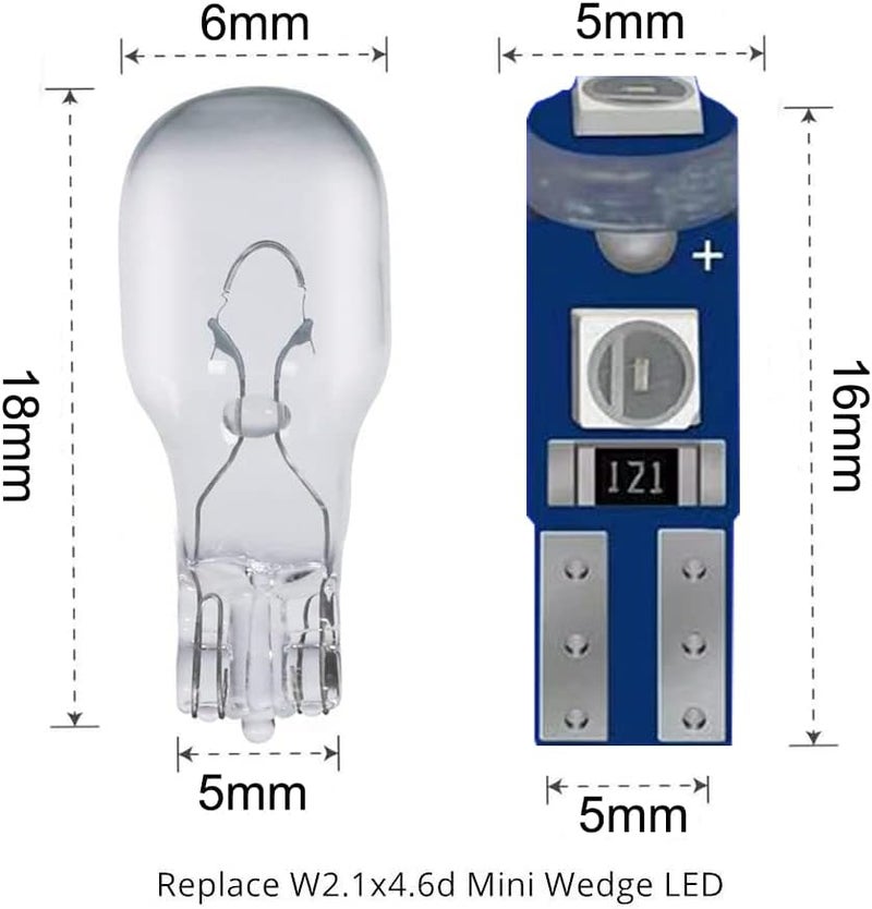 BlyilyB مصابيح LED BlyilyB 3014 T5 PC74 زرقاء OFT50005-B-10 (عبوة من 10) - Image 3