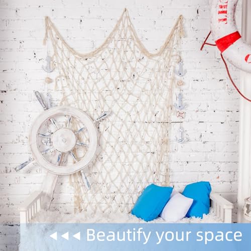 ZNBSIXP Fishing Net Decoration 79 x 39 Inch Natural Decorative Fish Net,Fish Netting for Decoration,Birthday Decorations Fishnet Decor,Decorative Fishing Nets for Wedding Beach Party - Image 5