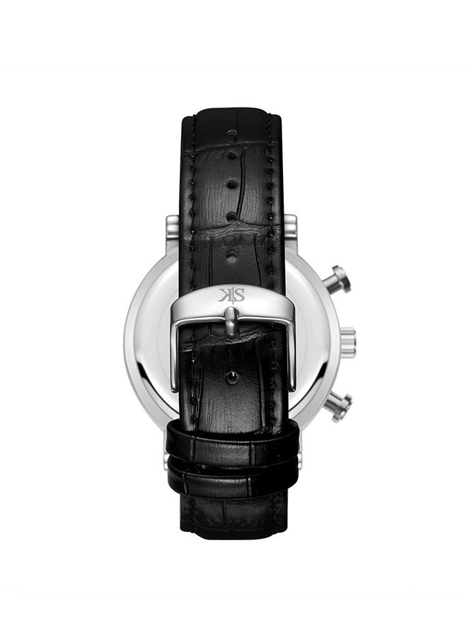 KENNETH SCOTT Men's Genuine Leather  Chrono & Multi Function Watch K23151-SLBS - 43 mm  - Image 3