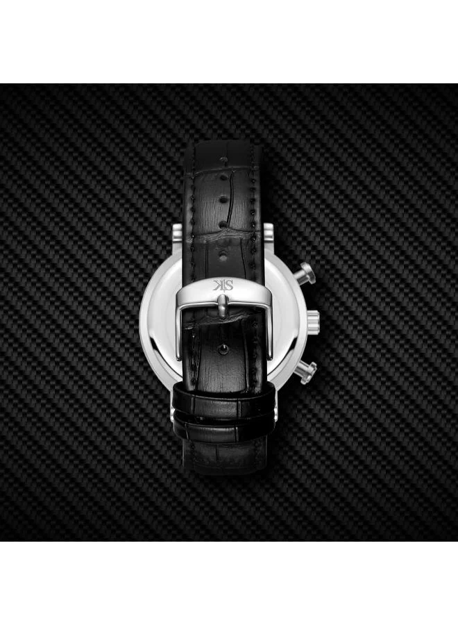 Kenneth Scott Silver Men's Genuine Leather  Chrono & Multi Function Watch K23151-SLBS - 43 mm for Men | Best Price UAE