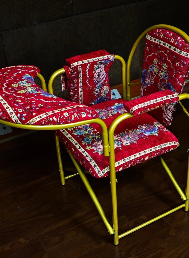 ريبنيو كرسي صلاة مناسب لكبار السن مريح للجلوس وتلاوة القرآن الكريم لفترات طويلة قابل للطي خفيف الوزن وسهل الحمل حجم مناسب وشكل أنيق بنقوش ذهبية - Image 5