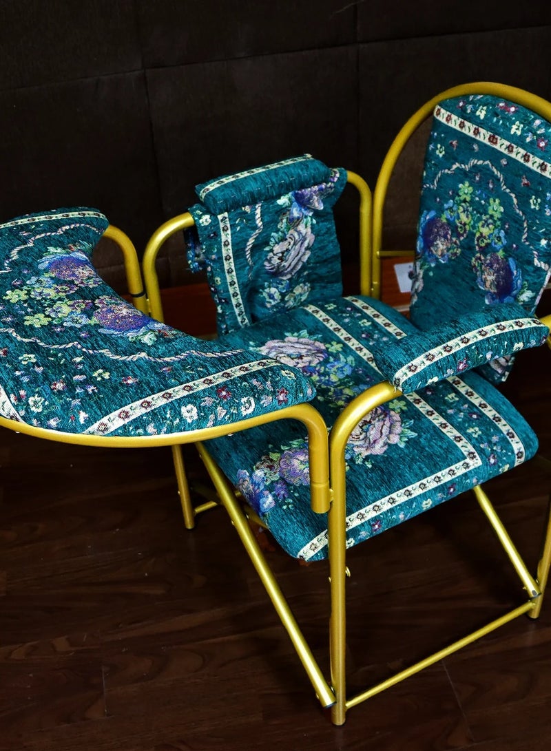 ريبنيو كرسي صلاة مناسب لكبار السن مريح للجلوس وتلاوة القرآن الكريم لفترات طويلة قابل للطي خفيف الوزن وسهل الحمل حجم مناسب وشكل أنيق بنقوش ذهبية - Image 3