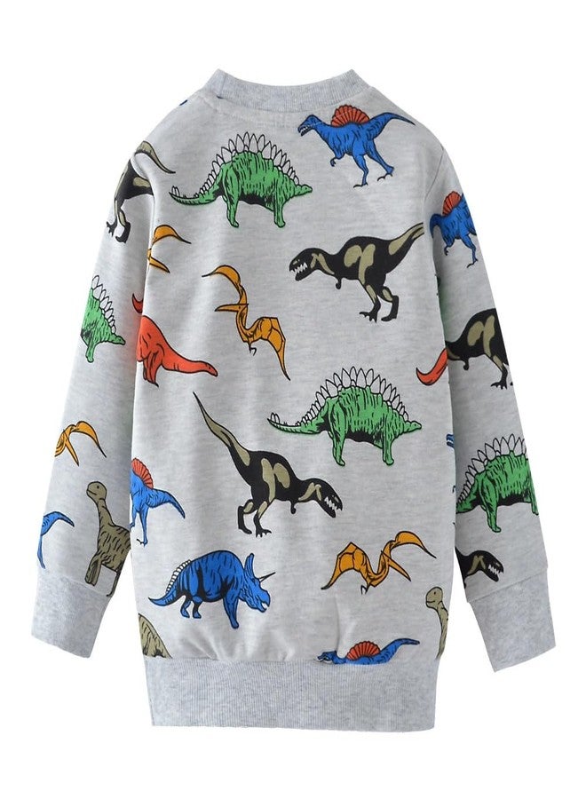 MINDSHELF Boys Dinosaur Sweatshirt Toddler Kids Long Sleeve Shirt Winter Pullover Sweatshirts Crewneck Cotton Sweater Warm Holiday Clothes Size 7T - Image 2
