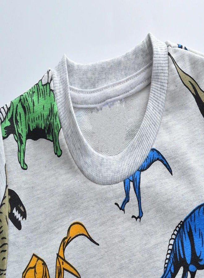MINDSHELF Boys Dinosaur Sweatshirt Toddler Kids Long Sleeve Shirt Winter Pullover Sweatshirts Crewneck Cotton Sweater Warm Holiday Clothes Size 7T - Image 3