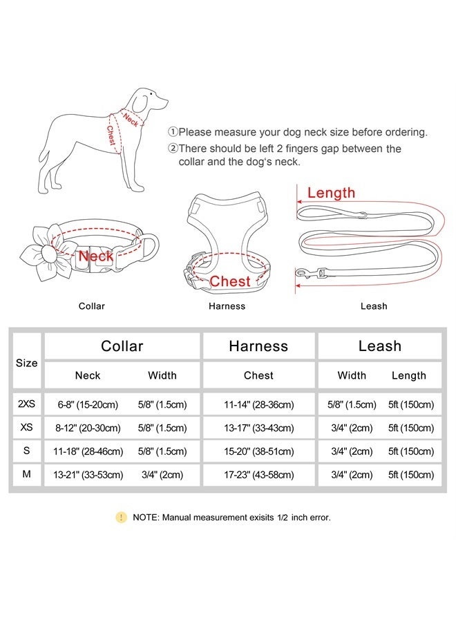 BEIRUI Cute Girl Dog Collars, Harnesses & Leashes Set - Adjustable Dog Collar and Leash Set with Flower - Soft Mesh Dog Vest Harness for Puppies Small & Extra Small Dogs Cats (Purple,XXS) - Image 2