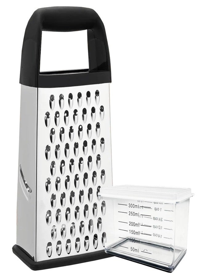 Salt XL4-Sided Cheese Grater for Kitchen With Container- 100% BPA-Free Stainless Steel Vegetable Box Grater-Parmesan Shredder-Slip Resistant Handle-Dishwasher Safe Zester Gifts for Chef - Black - Image 2