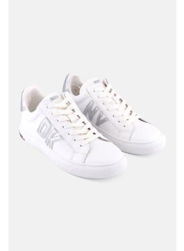 DKNY Women Abeni Brand Logo Lace Up Casual Shoes, White  - Image 1