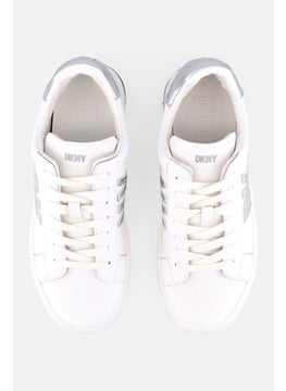 DKNY Women Abeni Brand Logo Lace Up Casual Shoes, White  - Image 3