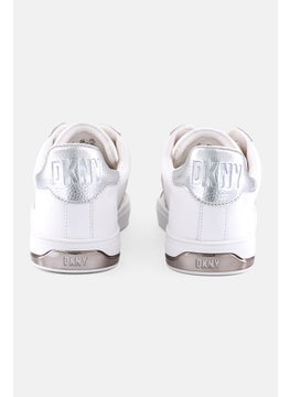 DKNY Women Abeni Brand Logo Lace Up Casual Shoes, White  - Image 2