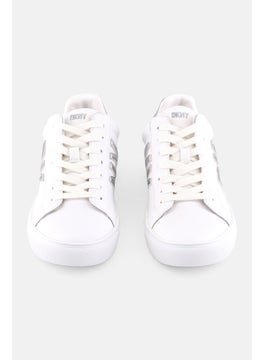 DKNY Women Abeni Brand Logo Lace Up Casual Shoes, White  - Image 4