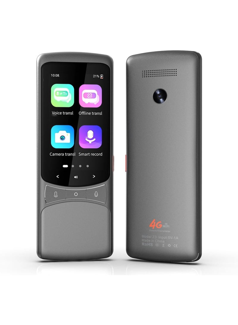 نيو كلاسيك جهاز الترجمة الذكي Z3 4G – يدعم 138 لغة عبر الإنترنت و18 لغة دون اتصال، الترجمة الصوتية والصورية ثنائية الاتجاه، ترجمة باستخدام الكاميرا، تسجيل ذكي – مترجم محمول للسفر والعمل والدراسة - Image 1