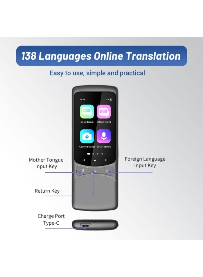 نيو كلاسيك جهاز الترجمة الذكي Z3 4G – يدعم 138 لغة عبر الإنترنت و18 لغة دون اتصال، الترجمة الصوتية والصورية ثنائية الاتجاه، ترجمة باستخدام الكاميرا، تسجيل ذكي – مترجم محمول للسفر والعمل والدراسة - Image 2