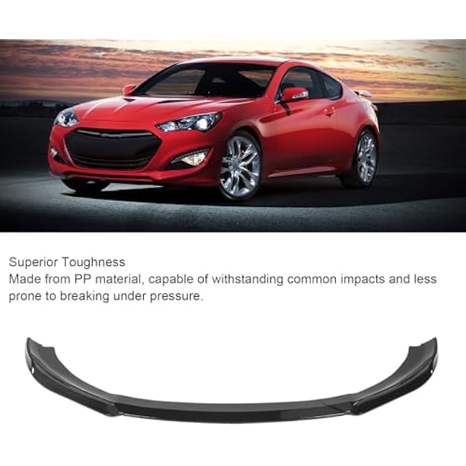 Luocute 3 Piece Front Bumper Lip Splitter Chin Spoiler Kit, Impact Resistants PP Bumper Lip Spoiler Diffuser For Genesis Coupe Facelift 2013-2016 Gloss Black, Easy Installation - Image 2