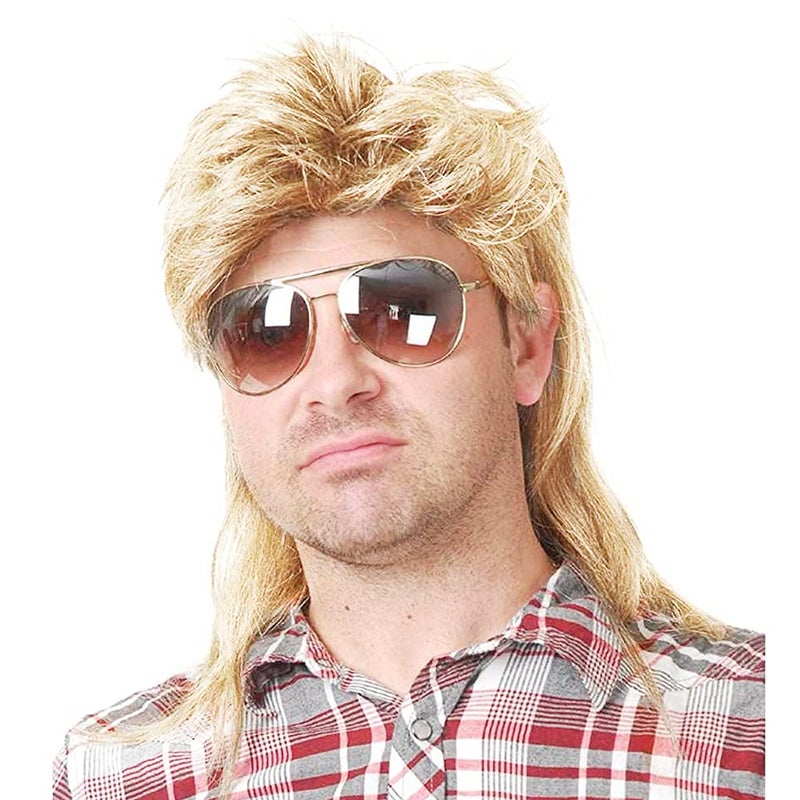Kaneles Mullet Wigs for Men 80s Costumes Fancy Party Accessory Cosplay Wig Light Blonde