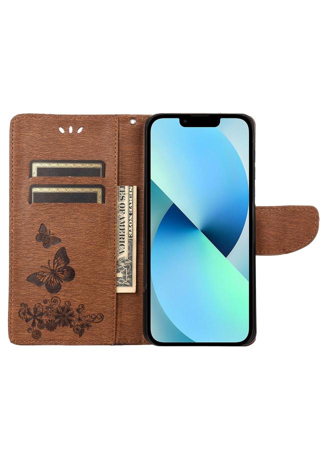 اس-توب جراب هاتف iPhone 14 Plus من الجلد المنقوش بشكل فراشة مع قلاب أفقي - Image 4