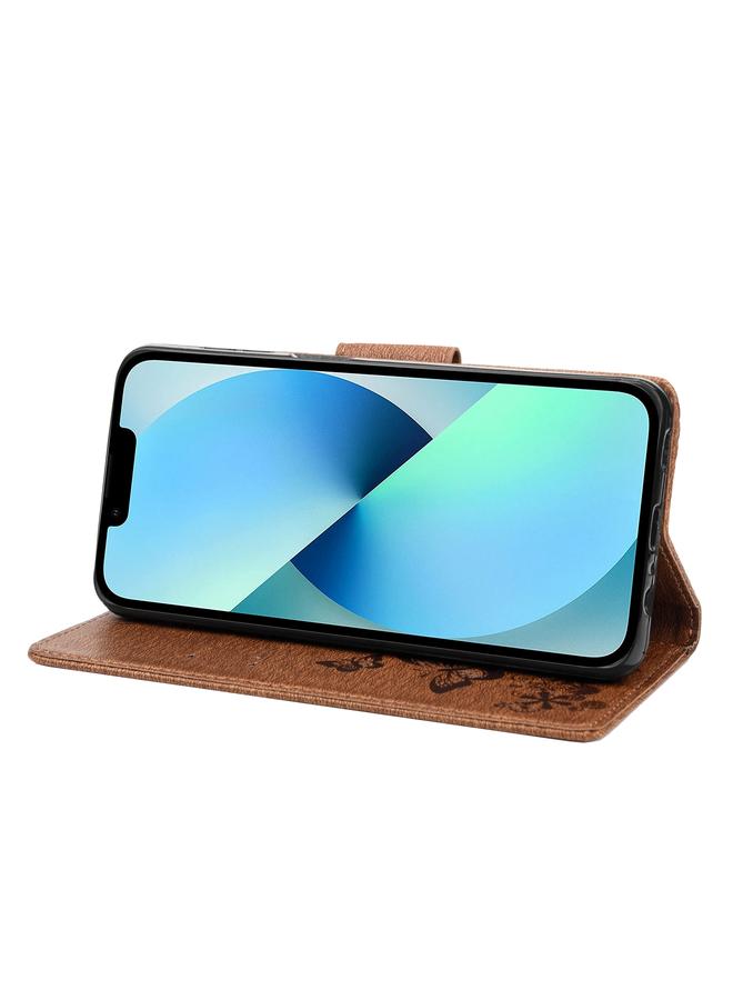 اس-توب جراب هاتف iPhone 14 Plus من الجلد المنقوش بشكل فراشة مع قلاب أفقي - Image 5