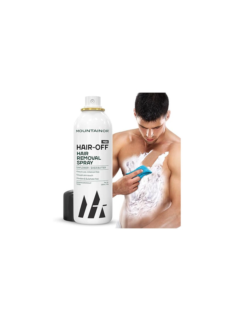 Mountainor - MOUNTAINOR Hair Removal Cream Spray For Men Painless Hair Removal For Chest, Back, Arms, Legs & Under Arms Natural & Safe Certified (Dermatologically Tested) - 200ml - Image 1