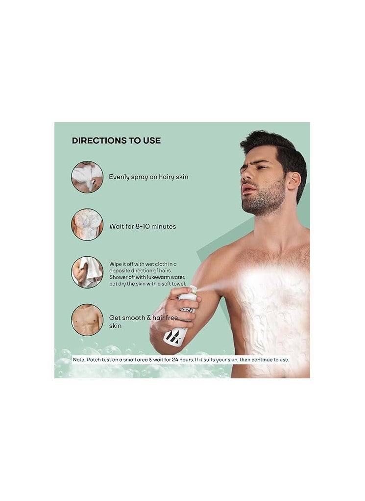 Mountainor - MOUNTAINOR Hair Removal Cream Spray For Men Painless Hair Removal For Chest, Back, Arms, Legs & Under Arms Natural & Safe Certified (Dermatologically Tested) - 200ml - Image 1
