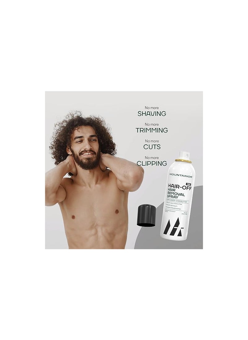 Mountainor - MOUNTAINOR Hair Removal Cream Spray For Men Painless Hair Removal For Chest, Back, Arms, Legs & Under Arms Natural & Safe Certified (Dermatologically Tested) - 200ml - Image 1