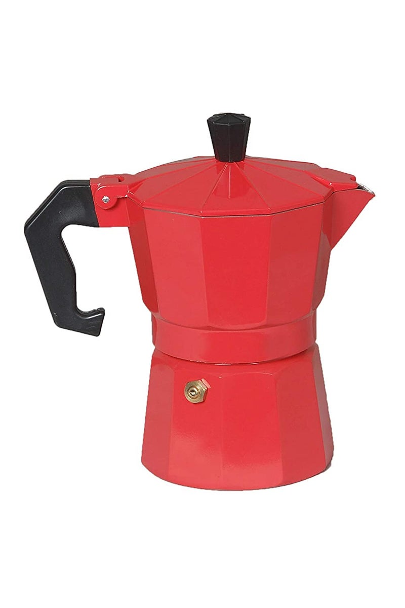 3D CREATIONS Alluminium Italian Style Stovetop Coffee Maker Moka Pot espresso Coffee percolator 6 cups of Coffee Red 300 ml - Image 1