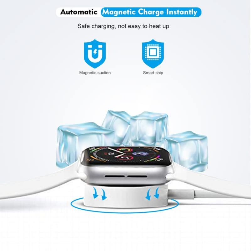 Fast Charger for Apple Watch Charger, USB C 20W iPhone Watch Charger Plug Adapter and Long iWatch Portable Wireless Fast Charging Cable Cord Compatible with Apple Watch Series 9/8/7/SE/6/5/4/3/2/1 - Image 5