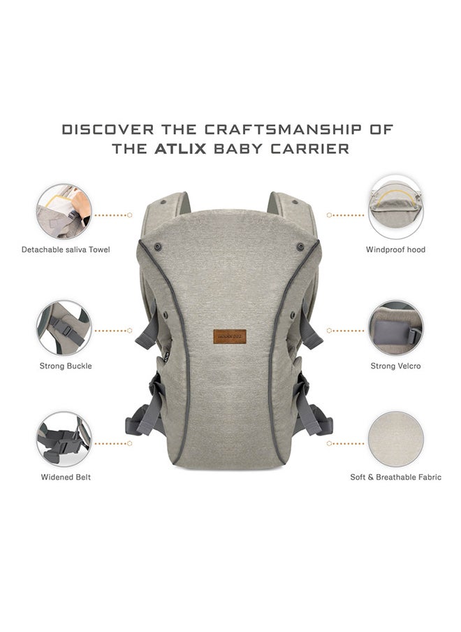 neobreez ATLIX 3-in-1 Baby Carrier for Newborns To Toddler, Head Support, Extra Soft And Ergonomic, Detachable Privacy Hood And Saliva Cotton Bib, Lightweight Front And Back Backpack Infant Carrier, 8-33lbs, 3-15kg  - Image 3