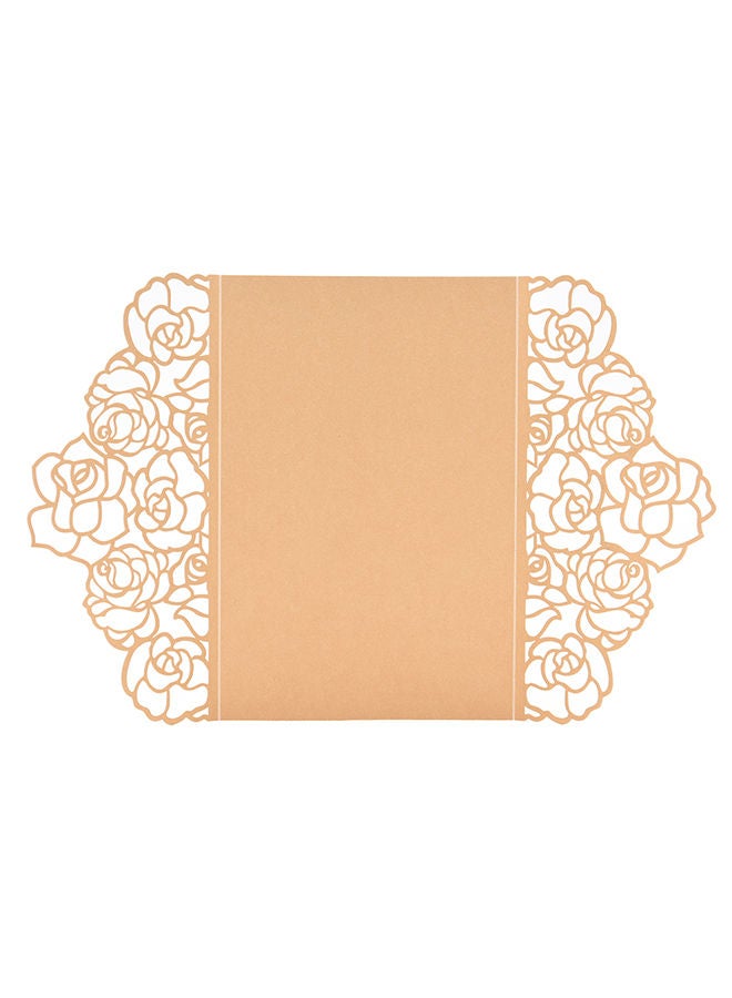 NIBEMINENT 10-Piece Paper Floral Invitation Cards Beige