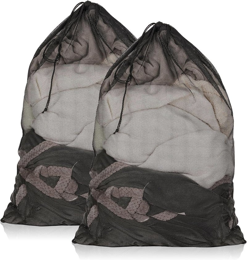 MUTMAIN Mesh laundry Bag for washing machine Large, Clothes Organizer Pack of 2, Foldable Mesh Laundry Bag with drawstring closure, Cloth Storage Organizer, Travel Pouch Packing Bags (Black Pack of 2) - Image 1