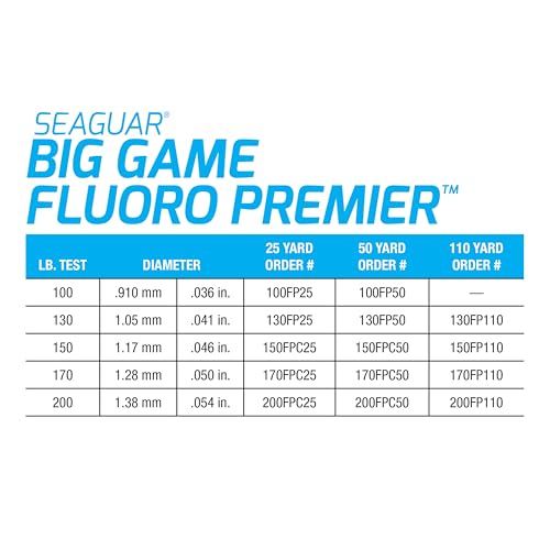 Seaguar Fluoro Premier 100% Fluorocarbon Fishing Line DSF, 170lbs, 25yds Break Strength/Length - 170FP25 - Image 2