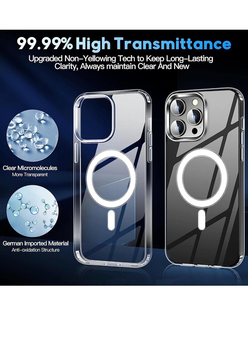 Raxoom [5 in 1] for iPhone 15 Pro Max Case Magnetic [Compatible with Magsafe] [Tempered Glass Screen+Camera Lens Protector] Shockproof Slim Phone Cover for iphone 15 Pro Max Clear (iphone 15 Pro Max) - Image 3