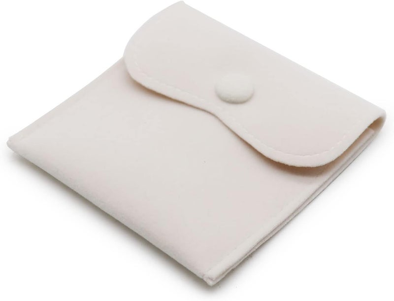 Hsiwto Pack of 10 Velvet Jewelry Pouch Storage Bags Portable Jewelry Gift Bag With Snap Button, Large Cream - Image 5