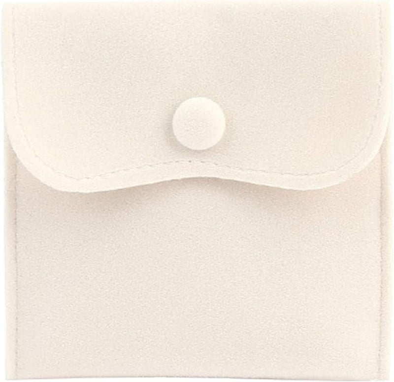 Hsiwto Pack of 10 Velvet Jewelry Pouch Storage Bags Portable Jewelry Gift Bag With Snap Button, Large Cream - Image 3