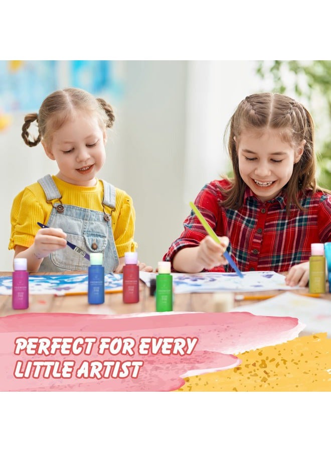 Positive Art Kids Tempera Paint Set | Value Pack Includes 40 Washable Non-Toxic Colorful Paints (2oz bottles) & 15 Brushes | Metallic, Neon, Glow In The Dark, Glitter Paints | Paint For Arts & Crafts, Fun Projects - Image 5