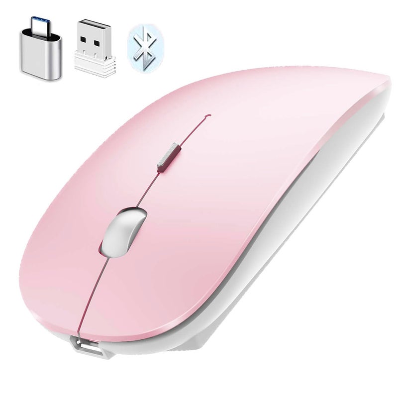 PEIBO Bluetooth Wireless Mouse for Laptop mac MacBook ipad MacBook air MacBook pro pc Desktop Computer Windows Chromebook Notebook (Jelly Pink) - Image 2