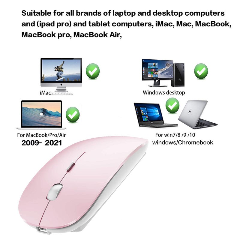 PEIBO Bluetooth Wireless Mouse for Laptop mac MacBook ipad MacBook air MacBook pro pc Desktop Computer Windows Chromebook Notebook (Jelly Pink) - Image 3