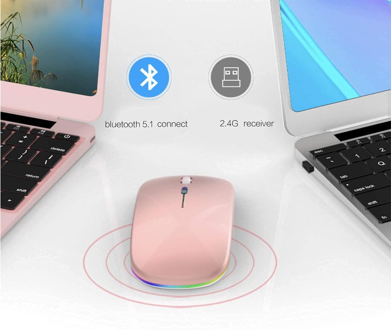 PEIBO Bluetooth Wireless Mouse for Laptop mac MacBook ipad MacBook air MacBook pro pc Desktop Computer Windows Chromebook Notebook (Jelly Pink) - Image 5