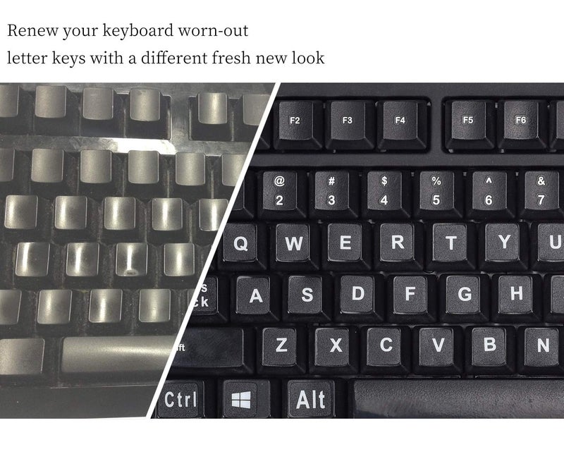 imComor English Keyboard Stickers, Universal Large Letters Computer Laptop Replacement Keyboard Stickers with White Font Black Background for Laptop PC Computer Notebook Desktop Keyboard Alphabet Sticker - Image 4