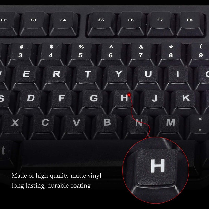 imComor English Keyboard Stickers, Universal Large Letters Computer Laptop Replacement Keyboard Stickers with White Font Black Background for Laptop PC Computer Notebook Desktop Keyboard Alphabet Sticker - Image 3