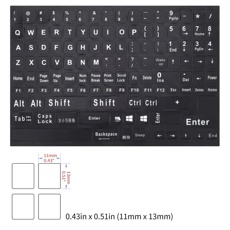 imComor English Keyboard Stickers, Universal Large Letters Computer Laptop Replacement Keyboard Stickers with White Font Black Background for Laptop PC Computer Notebook Desktop Keyboard Alphabet Sticker - Image 2