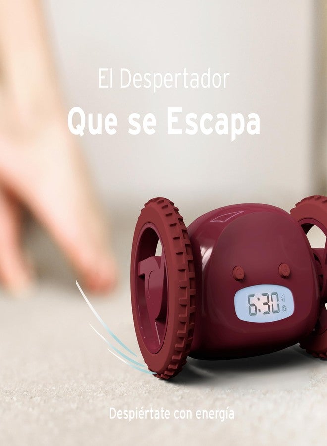 CLOCKY Extra Loud Alarm Clock for Heavy Sleepers on Wheels Rolls Runs Away Vibrating, Easy to Set Super Smart Snooze Digital Bed Shaker Alarm Clock Funny Gift for Adults Kids Teens Bedrooms (Wine) - Image 4