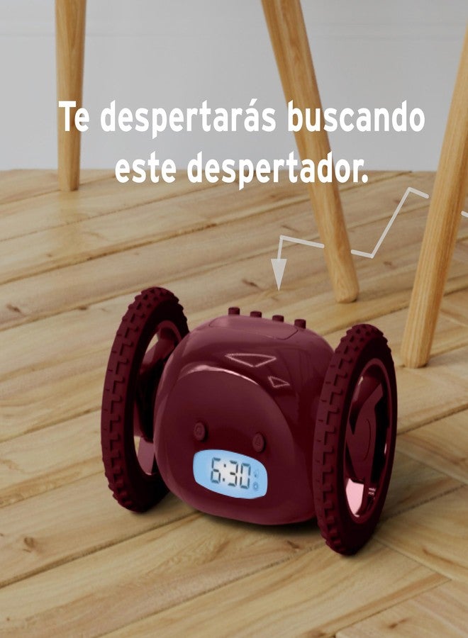 CLOCKY Extra Loud Alarm Clock for Heavy Sleepers on Wheels Rolls Runs Away Vibrating, Easy to Set Super Smart Snooze Digital Bed Shaker Alarm Clock Funny Gift for Adults Kids Teens Bedrooms (Wine) - Image 5