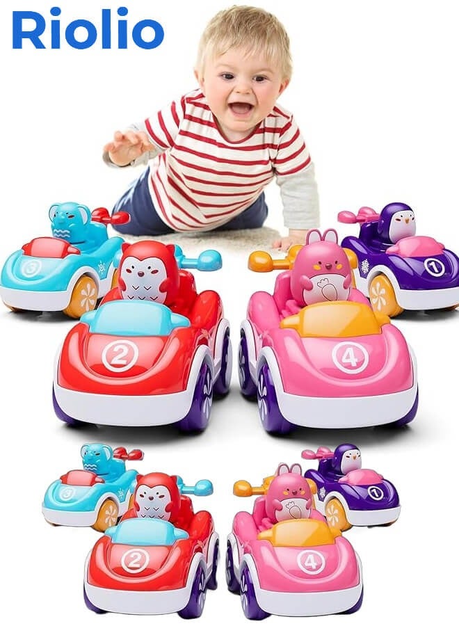 Riolio 8 Pack Animal Cartoon Push Cars Educational Toys for Toddlers 1-3 Years, Baby Car Toys for One Year Old Baby Birthday Gift,Baby Toys 12-18 Months - Image 1