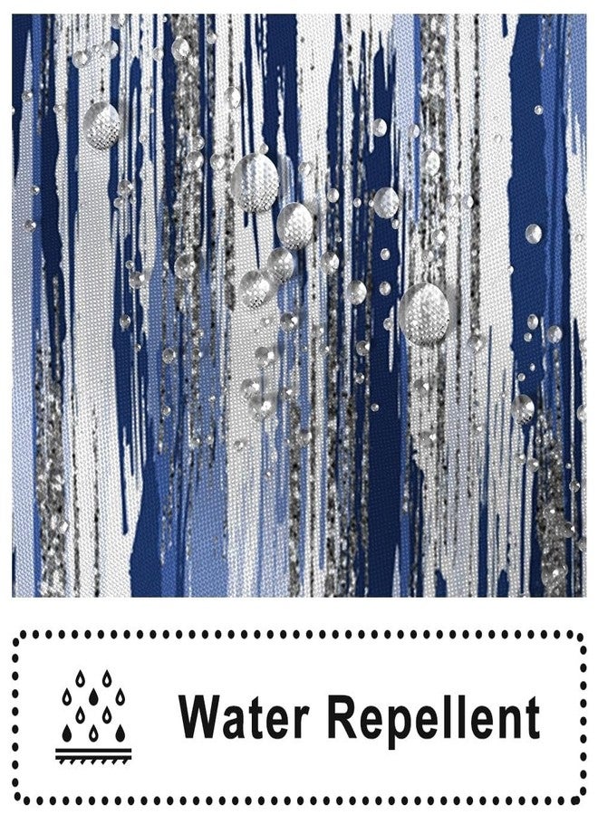 Ruelvth Navy Blue Shower Curtain, Modern Abstract Ombre Navy Blue and Silver Shower Curtain Set with Hooks Waterproof Minimalist Aesthetic Bathroom Curtain, 72x72 Inch - Image 3